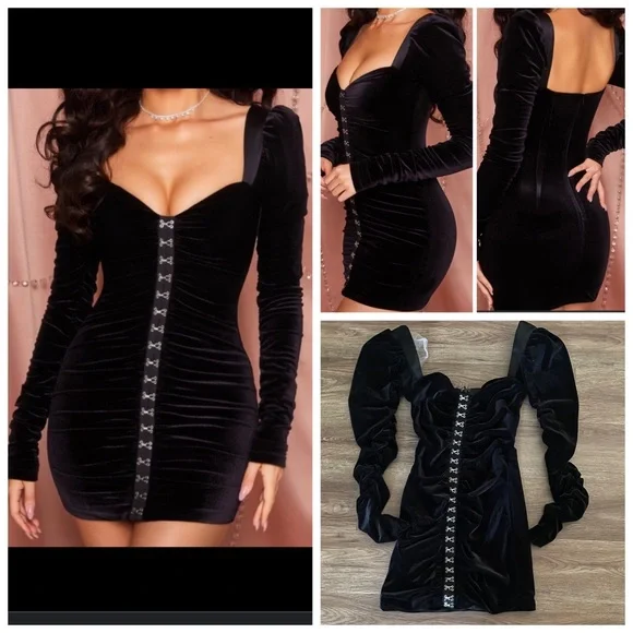 Dresses Oh Polly Totally Hooked Ruched Velvet Mini Dress Poshmark